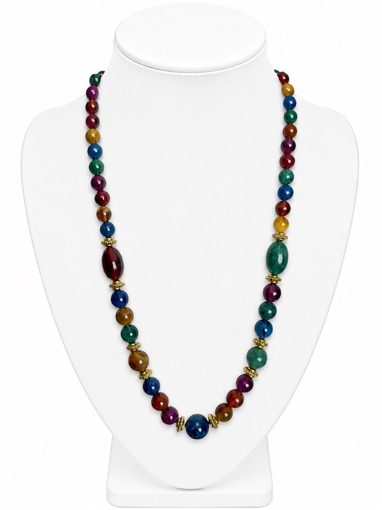 Vintage Jewelry - Vintage Multicolor Chunky Beaded Necklace 80s 90s Eclectic